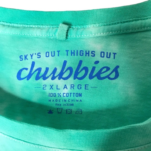 Chubbies Tie Dye Short Sleeve Tee Green Blue Cotton T-Shirt Men’s 2XL - Picture 5 of 9
